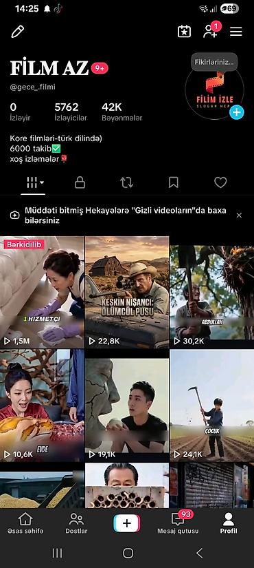 Xidmət: “FİLM AZ” səhifəsi – kore filmləri türk dilində Tiktok lalafo.az -da Xidmət: “FİLM AZ” səhifəsi – kore filmləri türk dilində Tiktok
