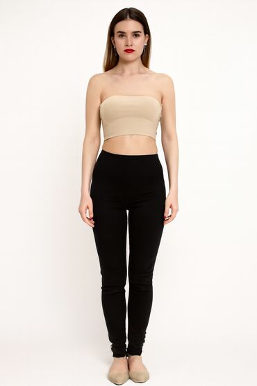 legginsy woskowane wysoki stan: GANNI, Material trousers for women, XS (EU 34)