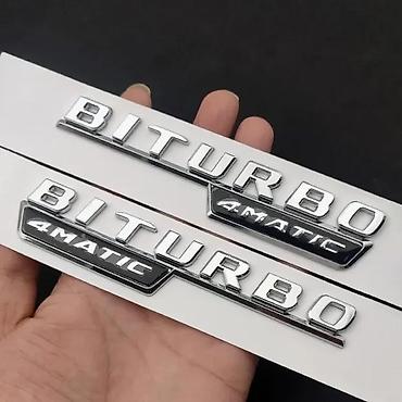biaggini marka: Znak natpis Mercedes Biturbo 4matic za krilo. Samolepljiv metalni znak — 2