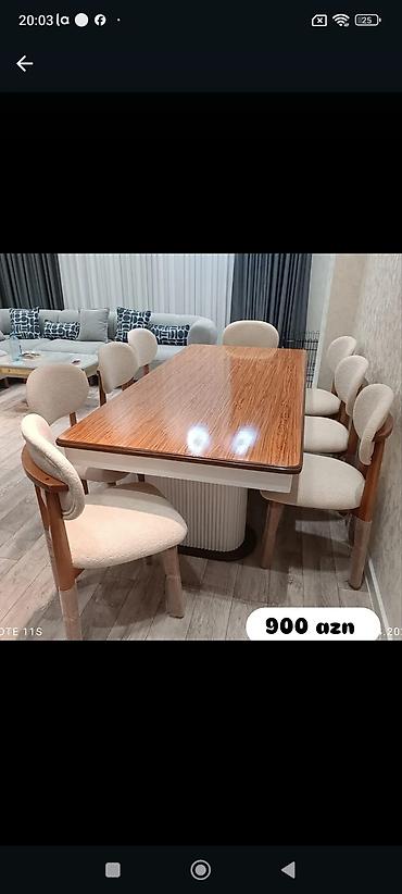 Yemək otağı üçün masa və 8 ədəd stul dəsti. - Masa: düzbucaqlı forma lalafo.az -da Yemək otağı üçün masa və 8 ədəd stul dəsti. - Masa: düzbucaqlı forma