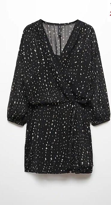 платья mango: Mango новое платье короткое на с чёрное с бежевый крапинками ❗объмена — 2