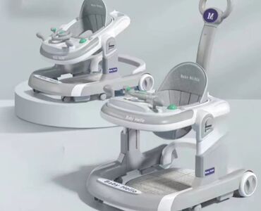маленький мопед для детей: Детские ходунки Baby Hello в сером и белом цвете. Оснащены удобным