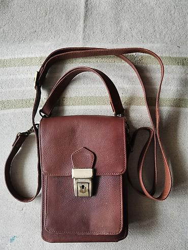 sling bag: Кожаная мужская сумка-планшет, коричневый цвет. Натуральная кожа — 1