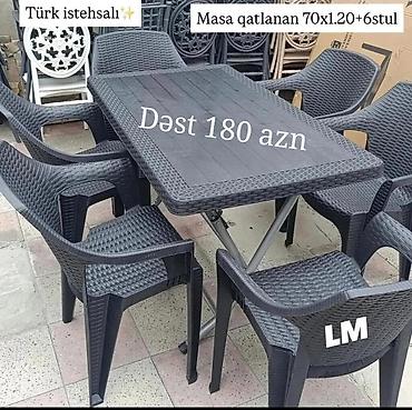 Türk istehsalı bağ‑balkon dəsti - Masa: qatlanan model, ölçüsü 70 x