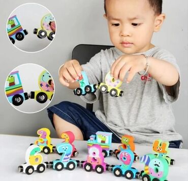 детские развивающие игрушки: Деревянный магнитный поезд, развивающая игрушка