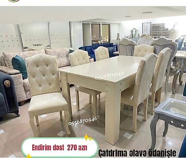 mekteb stullari: Qonaq otağı üçün, Yeni, Açılmayan, Dördbucaq masa, 6 stul — 5