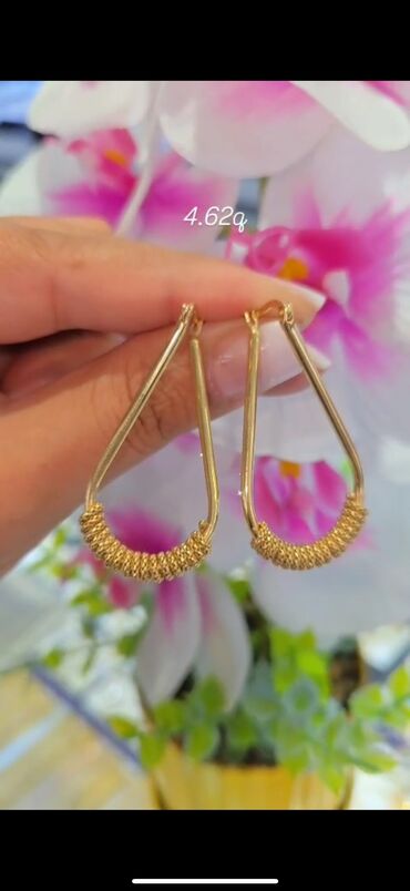 Sırğalar: Sırğa, Sarı qızıl, 585 Əyar, 123 g, Ödənişli çatdırılma, Ünvandan götürmə — 14