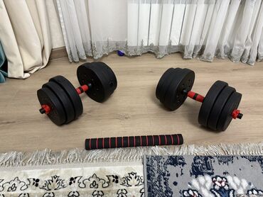 тренажеры силовые: Разборные гантели с возможностью сборки в штангу - Комплект из двух