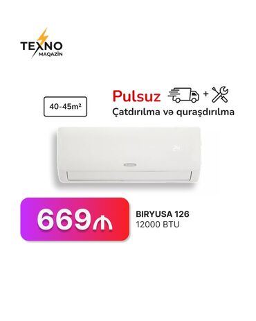 Kondisionerlər: Kondisioner 40-45 kv. m, Split sistem, Kredit yoxdur, Pulsuz quraşdırılma