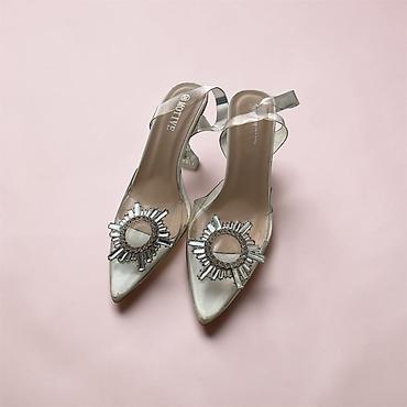 Tuflilər: Şəffaf topuqlu qadın ayaqqabısı – zərif bəzəkli - Model: Slingback — 2