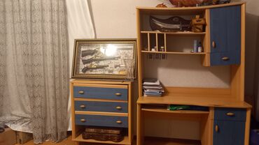 tek stolar: Oğlan üçün, İşlənmiş, Yazı masası, Dolab, Komod