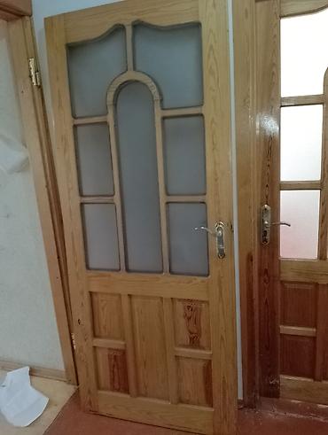 qapi taxda: Taxta ara qapı – şüşəli model - Material: təbii ağac (açıq palıd rəng — 1
