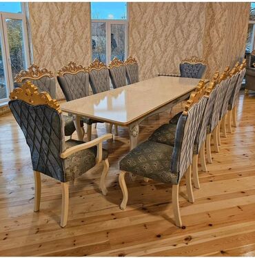 qabag stol: Для кухни, Для гостиной, Новый, Прямоугольный стол, 6 стульев