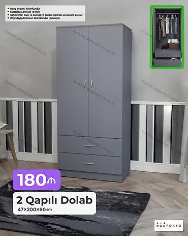 Mebel: 2 qapılı geyim dolabı Ölçü: 47×200×90 sm Material: 18 mm laminat — 1