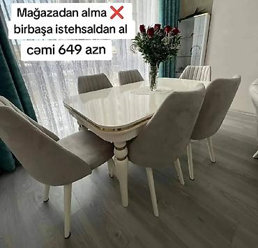 kure coreyi: Qonaq otağı üçün, Yeni, Açılan, Dördbucaq masa, 6 stul — 1