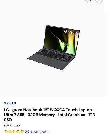 Ноутбук LG, Ультрабук, Новый, Intel Core Ultra 7, В рассрочку