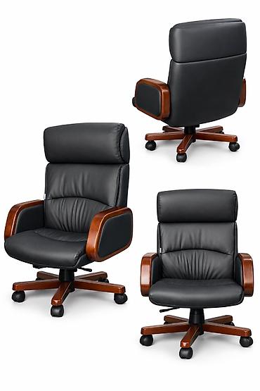 Офисные кресла: Офисное кресло, Новый, С колесиками, цвет - Черный, Экокожа, Платная доставка — 1