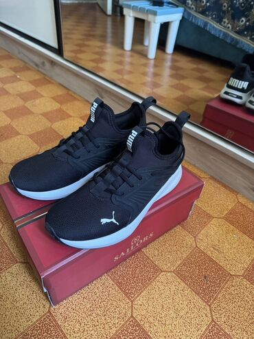 Кроссовки и спортивная обувь: Кроссовки Puma (модель в стиле беговых) - Цвет: черный верх, белая