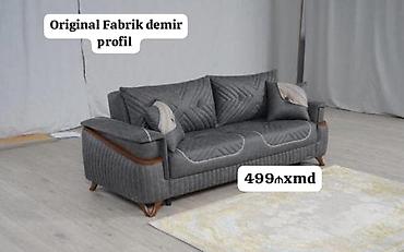 divan modelleri 2021: - Qrafit boz rəngdə 3 yastıqlı divan - Original fabrik istehsalı — 1