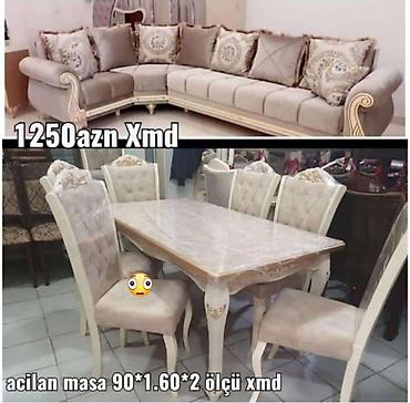 kunc skaf: Mebel dəsti – yataq, şkaf, divan və yemək qarnituru - Çarpayı: yumşaq — 4