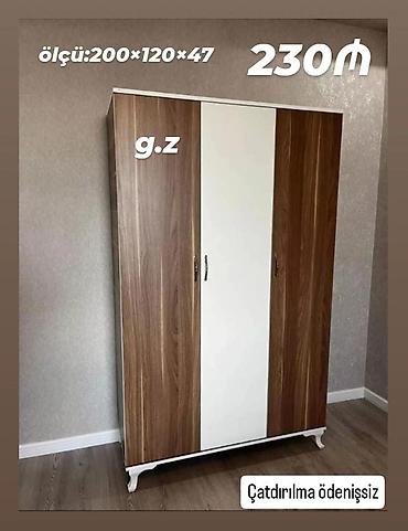 qoz taxta: Üç qapılı paltar şkafı - Ölçü: 200×120×47 sm - Rəng və dizayn: iki — 1