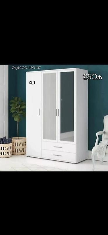 ağ qapı: Ağ rəngdə çox bölməli geyim dolabları 1) Model 1 - Ölçü: 200 × 160 × — 8