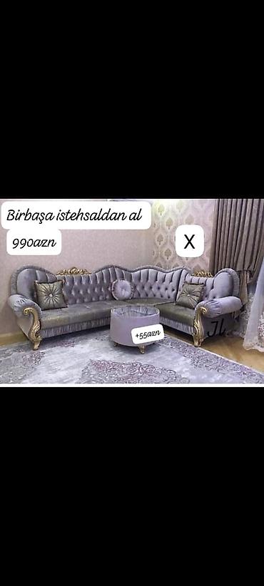 klassik divan: Künc divan dəsti – klassik barokko üslubunda - Rəng: boz-bənövşəyi — 1