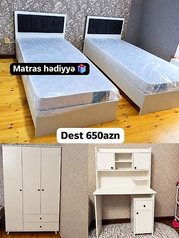 Yataq otağı üçün dəst – 650 AZN Ağ rəngdə, müasir və səliqəli dizayna