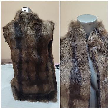 lisica bunda: Ženski prsluk od prirodnog krzna rakuna - Veličina: S - Dužina: 77 cm — 3