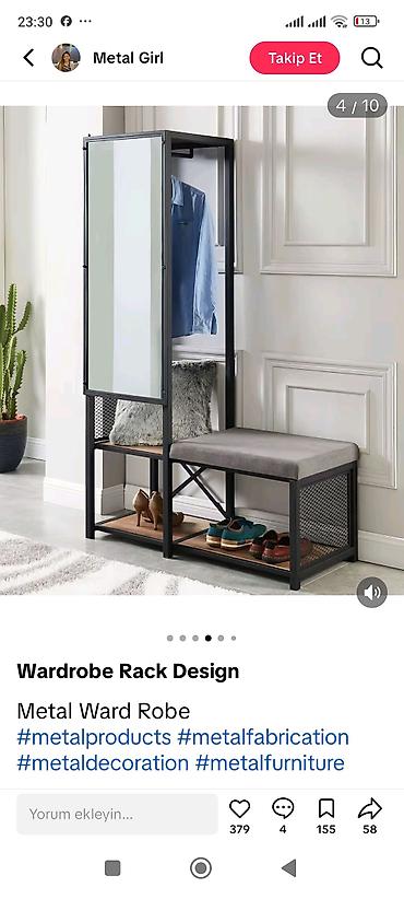 dolab sifarisi: Loft üslubunda metalkarkaslı mebel dəsti - Vizaj masası: Geniş iş — 3