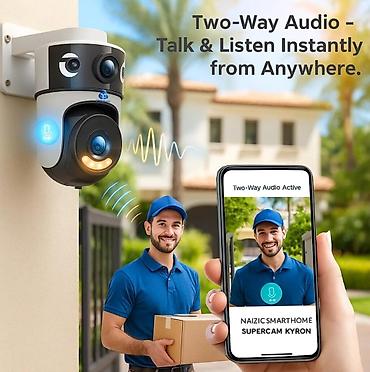 kamera 360 mobil: İkili Linzalı 360° Wi‑Fi Təhlükəsizlik Kamerası FHD iki kamera: eyni — 3