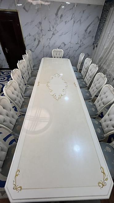 table study: Столовый гарнитур в классическом стиле: большой прямоугольный стол + — 4