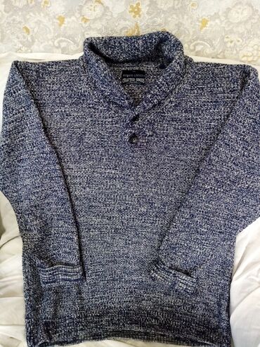 серый мужской свитер: Пуловер мужской тёплый, большой размер, 54-56. Известный мужской