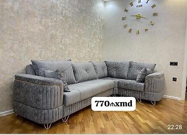 künc divanlar 2019: Künc divan – boz rəngdə, müasir dizayn - L‑şəkilli künc konstruktoru — 1