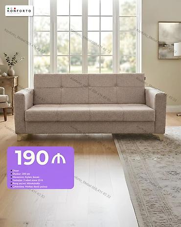 Divan - Ölçü: 200 sm - Mexanizm: Açılan, bazalı (yataq funksiyalı və