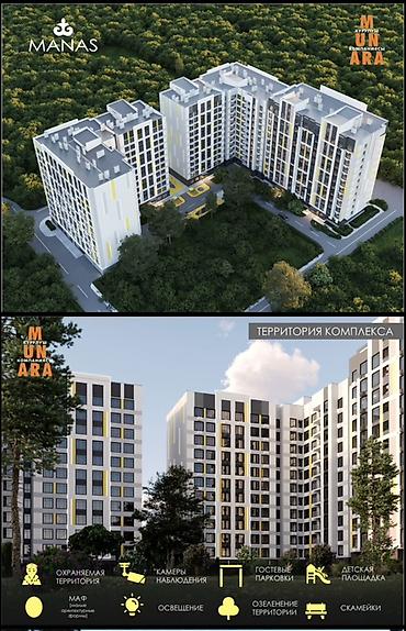 manas: 2 комнаты, 76 м², Кок-Жар ж/м Индивидуалка, 7 этаж, ПСО (под самоотделку) — 1