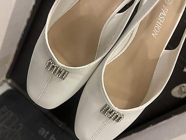 baletka: Ağ rəngli qadın balerinləri/slingback ayaqqabılar - Burun: yumru - Üst — 2