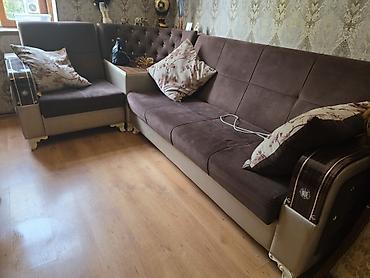 Künc divan dəsti - Komplekt: 1 böyük künc divan + 1 kreslo - Rəng