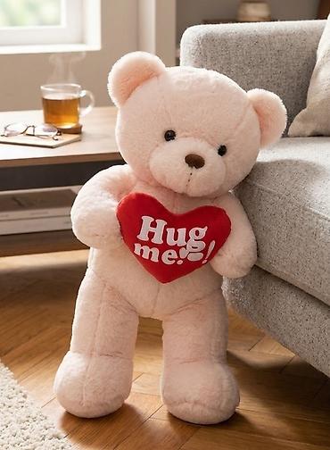 termo kosulje: Veliki plišani meda sa srcem “Hug me!” - Boja: svetloroze/bež meda — 1