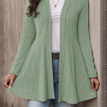 Džemperi, kardigani: Ženski dugi kardigan bez kopčanja - Kroj: A-linija sa suptilnim — 2