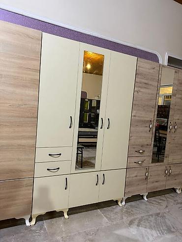 giris dolabi: Yeni, 3 qapılı, Güzgülü, Bej, Taxta, Açılan, Düz dolab — 6