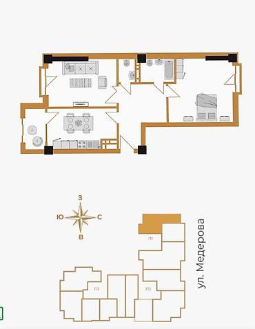 67: 2 комнаты, 67 м², Советская/Скрябина Элитка, 11 этаж, ПСО (под самоотделку) — 2