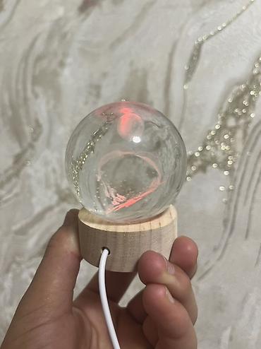 Ночники: Кристальный 3D‑шар с подсветкой на деревянной подставке - Стеклянный — 11