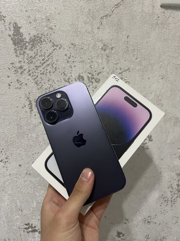 корпус на айфон: IPhone 14 Pro, Б/у, 512 ГБ, Deep Purple, Защитное стекло, Чехол, Коробка, 87 %