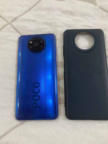 телефон за 4500: Poco X3 NFC, Б/у, 128 ГБ, цвет - Синий, 2 SIM