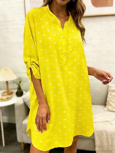 Haljine: Haljina-košulja sa tufnama - Model: ležerna A-linija, dužina iznad — 3