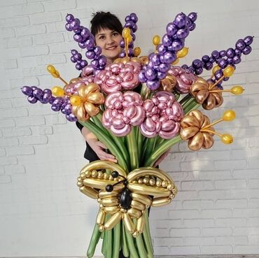 Шары: Цветы из шаров подарки на 8 марта Корзины из шаров букеты с бабочками — 22