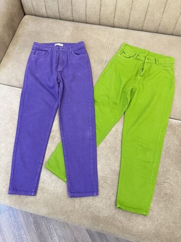 женские розовые рубашки: Rəngli qadın cins şalvarları – 2 model - Rənglər: bənövşəyi və parlaq