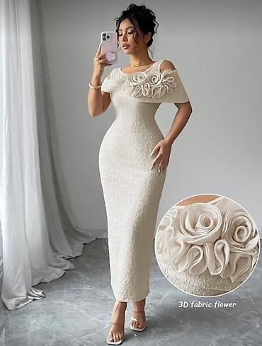 bluza ps: Elegantna midi haljina u boji šampanjca sa 3D cvetnim detaljima - — 1
