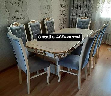 Masa və oturacaq dəstləri: Yemək otağı üçün dəstlər 1) Klassik dizaynlı masa + 6 stul - Krem — 5